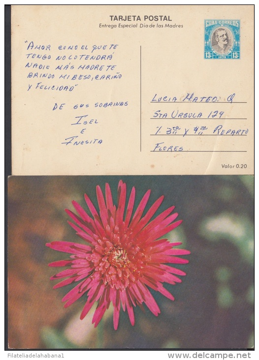 1978-EP-8 CUBA 1978. Ed.121d. MOTHER DAY SPECIAL DELIVERY. ENTERO POSTAL. POSTAL STATIONERY. FLOWERS. FLORES. USED. - Covers & Documents