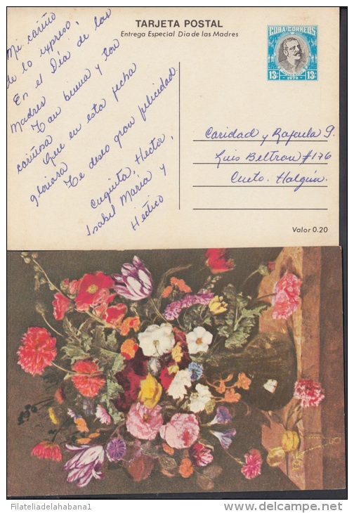 1979-EP-16 CUBA 1979. Ed.123c. MOTHER DAY SPECIAL DELIVERY. POSTAL STATIONERY. JARRA DE FLORES. FLOWERS. USED.. - Storia Postale