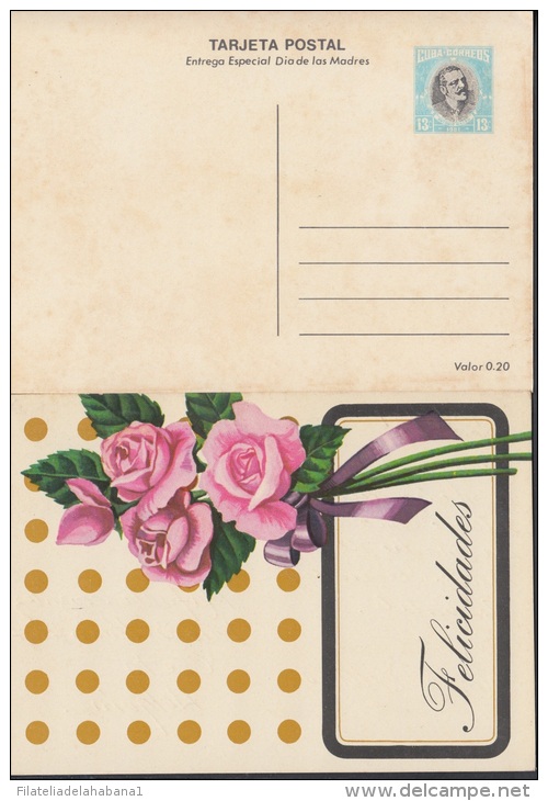 1981-EP-2 CUBA 1981. Ed.128d. MOTHER DAY SPECIAL DELIVERY. ERROR. POSTAL STATIONERY. ROSAS. ROSE. FLOWERS. FLORES. UNUSE - Neufs