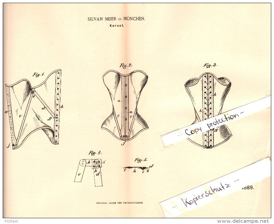 Original Patent - Silvan Meier In München , 1890 , Korsett , Corset !!! - Voor 1900