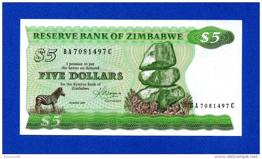 Zimbabwe 5 $ Dollars 1983 P2c Harare UNC- - Zimbabwe