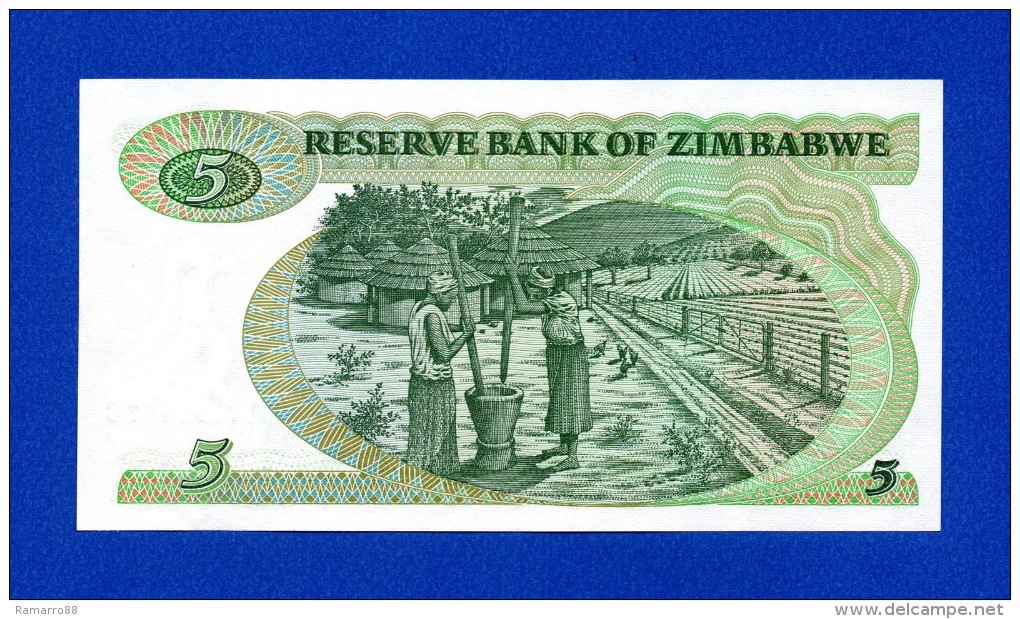 Zimbabwe 5 $ Dollars 1983 P2c Harare UNC- - Zimbabwe