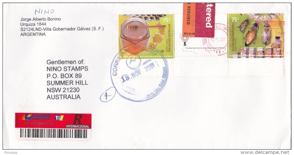 Argentina 2001 Registered Cover To Australia - Cartas & Documentos