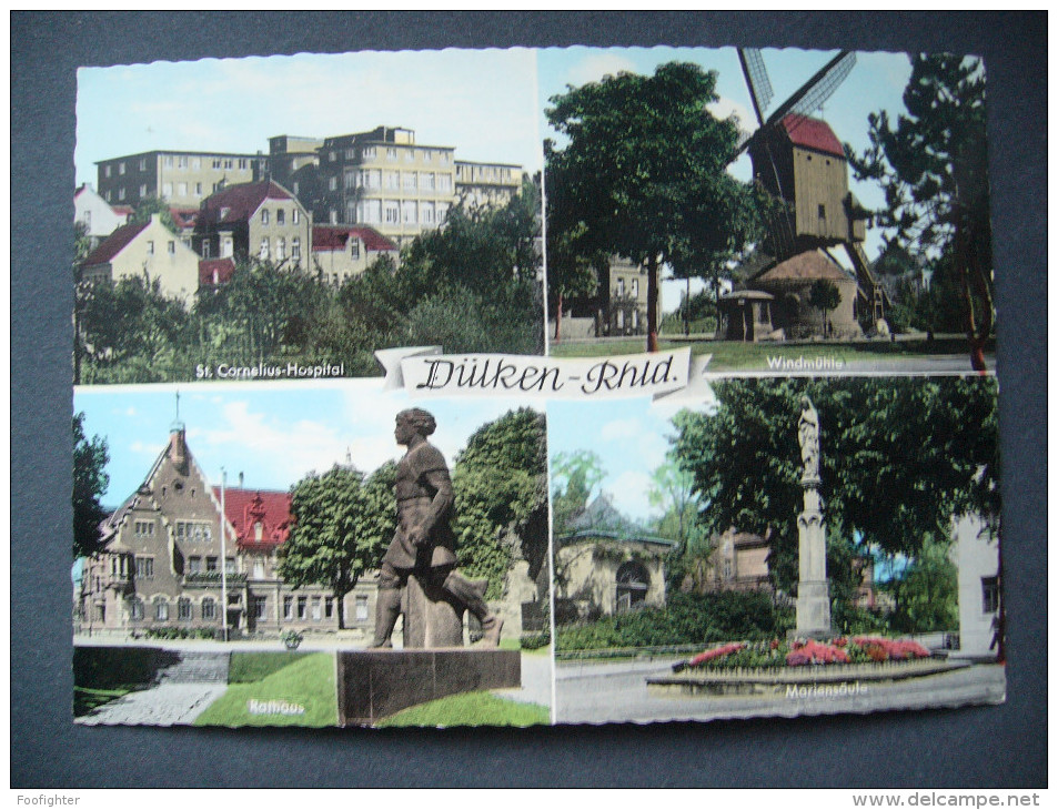 Germany: DÜLKEN - Rhld. - St. Cornelius Hospital, Windmühle, Rathaus, Mariensäule - 1966 - Viersen