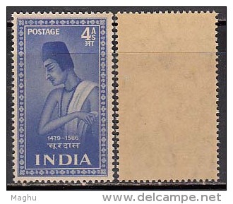 India MNH 1952, 4a Surdas,   Saints &amp; Poets Series, - Unused Stamps