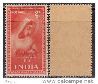 India MNH 1952,  Saints &amp; Poets Series, 2as Meera Bai - Nuevos