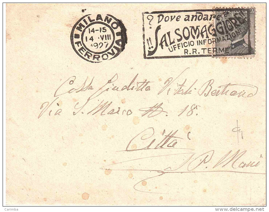 CENT.30 CON ANN. TARGHETTA SALSOMAGGIORE - Storia Postale