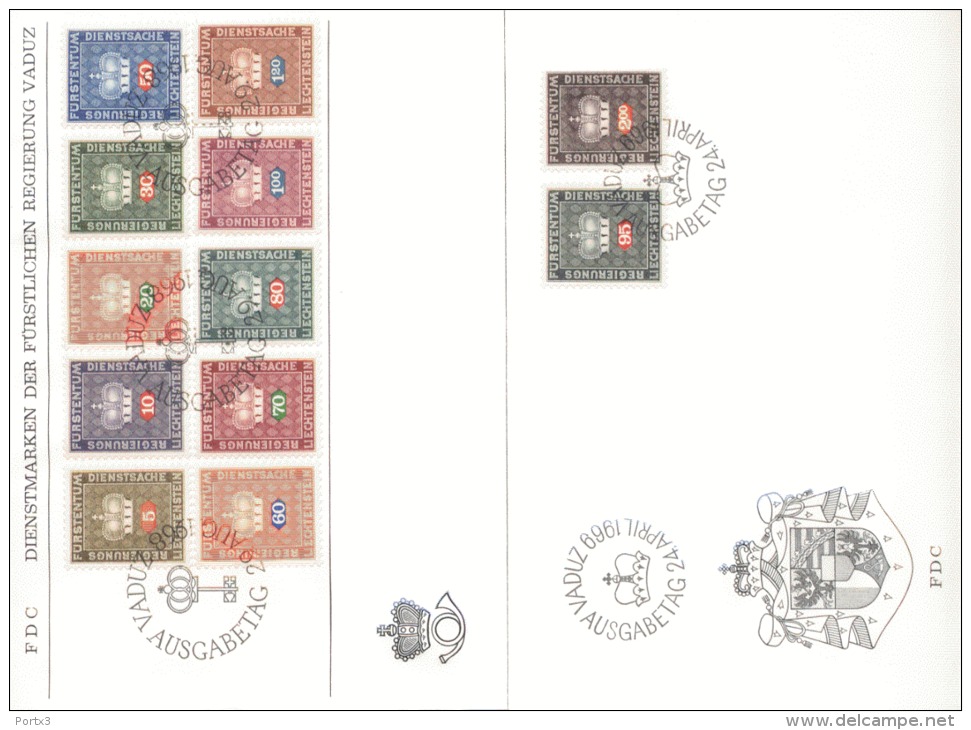 Liechtenstein FDC Dienstmarken 45 - 56 - FDC