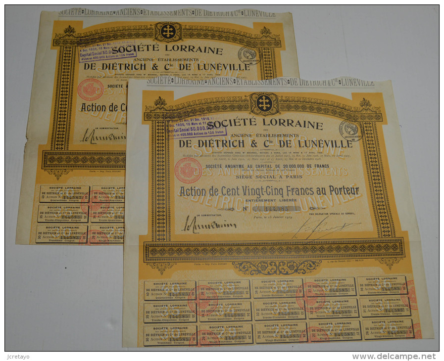 2 Titres, De Dietrich Et De Lunéville - Automobile