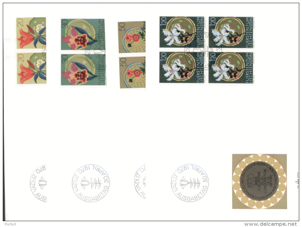 Liechtenstein FDC 521 - 524 Naturschutzjahr Flora Im 4er Block - FDC