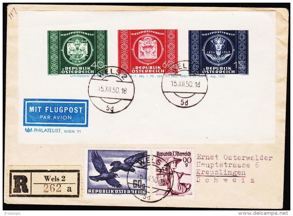 1950. UPU BLOCK WELS 15.XII.50.  (Michel: 943-945 BLOCK) - JF124288 - FDC