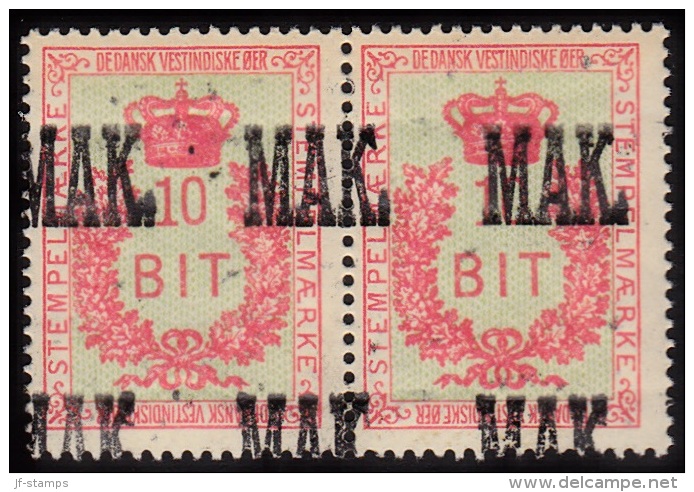 1907. STEMPELMÆRKE 10 BIT. Pair With Overprint MAK.. (Michel: ) - JF103070 - Danish West Indies