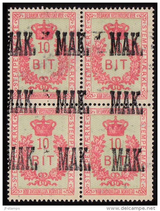 1907. STEMPELMÆRKE 10 BIT. 4-bloc With Overprint MAK.. (Michel: ) - JF103066 - Danish West Indies
