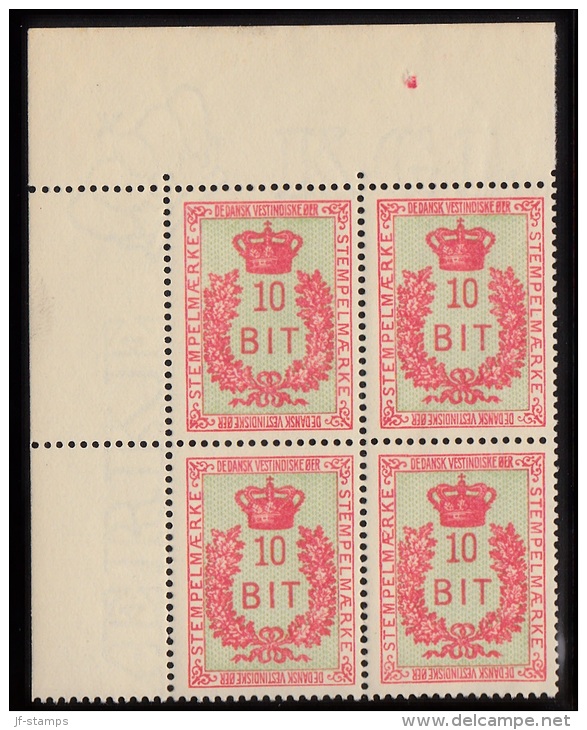 1907. STEMPELMÆRKE 10 BIT. 4-bloc With Margin. (Michel: ) - JF103077 - Danish West Indies