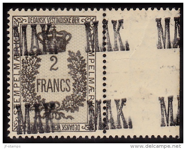 1907. STEMPELMÆRKE 2 FRANCS Overprint MAK. With Margin. (Michel: ) - JF103069 - Deens West-Indië