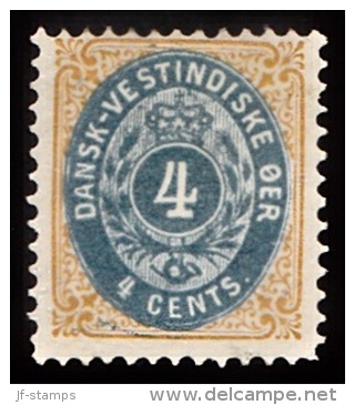 1896-1906. Bi-coloured. 4 C. Blue/brown. Normal Frame. Perf. 12 3/4. (Michel: 18 I) - JF103519 - Deens West-Indië