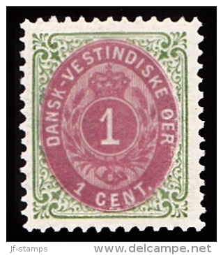 1896-1906. Bi-coloured. 1 Cent Green/red. Inverted Frame. Perf. 12 3/4. (Michel: 16 II) - JF103517 - Danish West Indies