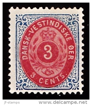 1896-1906. Bi-coloured. 3 C. Blue/red. Inverted Frame. Perf. 12 3/4. (Michel: 17 II) - JF103518 - Danish West Indies
