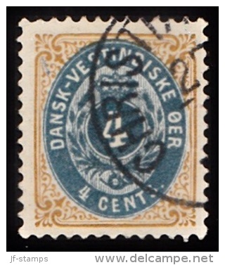 1896-1906. Bi-coloured. 4 C. Blue/brown. Normal Frame. Perf. 12 3/4. (Michel: 18 I) - JF103505 - Danish West Indies