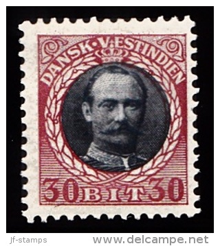 1907-1908. Frederik VIII. 30 Bit Black/brown-red. (Michel: 46) - JF103530 - Danish West Indies