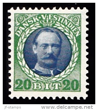 1907-1908. Frederik VIII. 20 Bit Blue/green. (Michel: 44) - JF103528 - Dänisch-Westindien