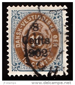 1902. Surcharge. Copenhagen Surcharge. 8 Cents 1902 On 10 C. Blue/brown. Normal Frame. ... (Michel: 26 I) - JF103501 - Danish West Indies