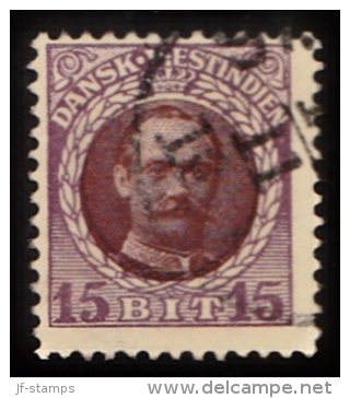 1907-1908. Frederik VIII. 15 Bit Brown/violet (Michel: 43) - JF103498 - Danish West Indies