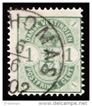 1903. Coat-of-Arms Type. 1 C. Green. ST. THOMAS 6.6.02. Nice Shade. (Michel: 21) - JF103495 - Danish West Indies