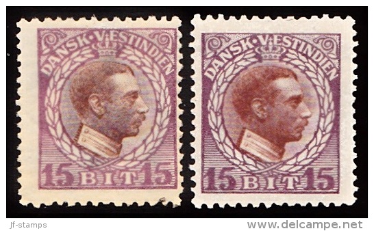 1915-1916. Chr. X. 15 Bit Brown/lilac In Two Shades. (Michel: 51) - JF103480 - Danish West Indies