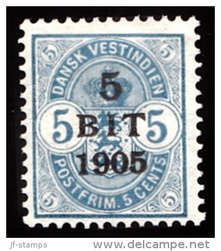 1905. Surcharge. 5 BIT On 5 C. Blue. (Michel: 39) - JF103452 - Danish West Indies