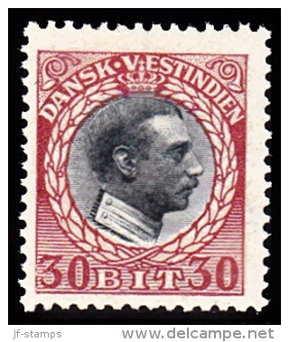 1915-1916. Chr. X. 30 Bit Grey/brown-red. 2. Print With Variety. Broken Frame SW. (Michel: 54) - JF103743 - Danish West Indies