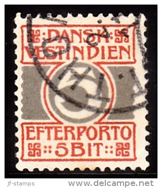 1905. Numeral Type.  5 Bit Red/grey (Michel: P5A) - JF103715 - Danish West Indies