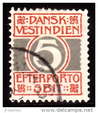 1905. Numeral Type.  5 Bit Red/grey (Michel: P5A) - JF103709 - Danish West Indies