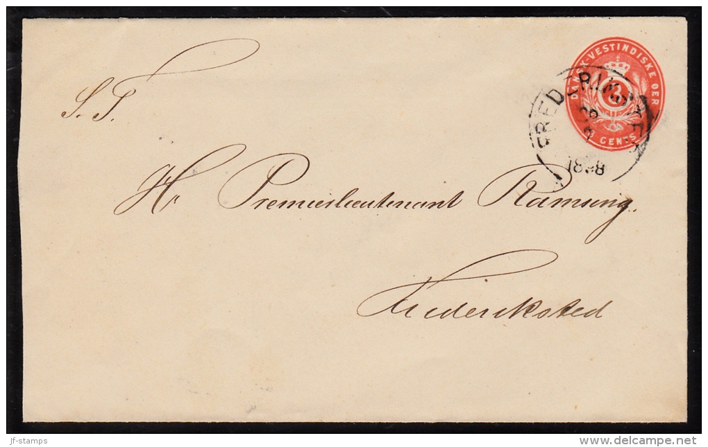 1891-1895. Stamped Envelope. 3 CENTS Red. Total Issued 15.000. Watermark Type III. Bott... (Michel: FACIT FK 8) - JF1036 - Dänisch-Westindien