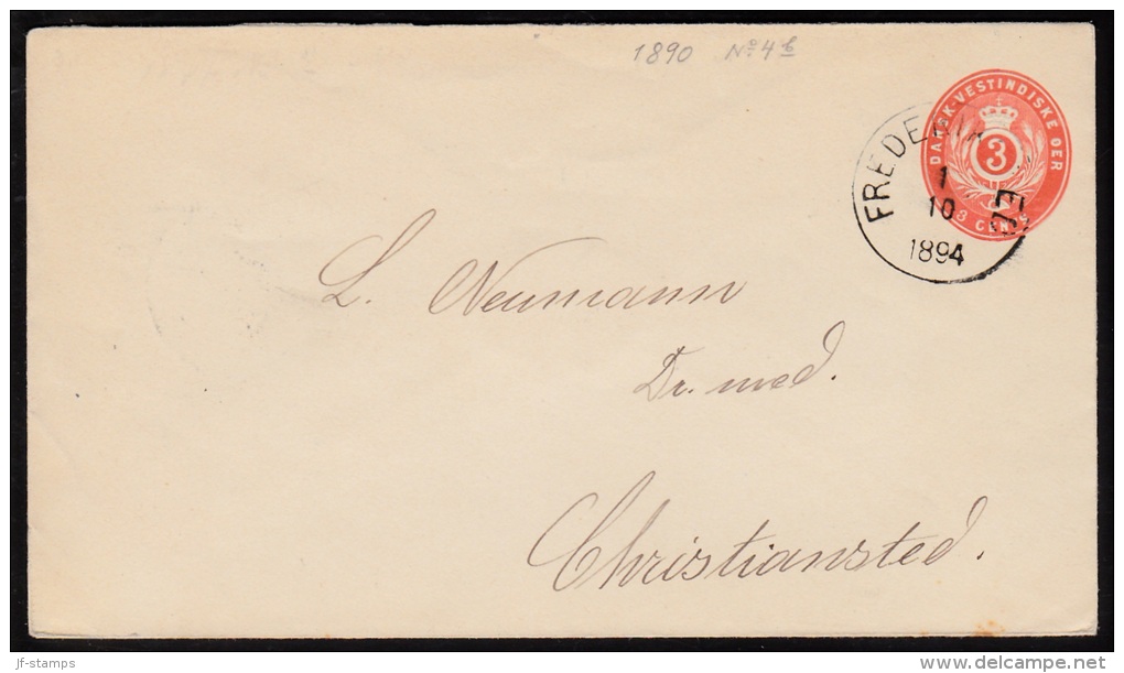 1881. Stamped Envelope. 3 CENTS Red. Total Issued 13.000. Watermark Type I. Bottom Flap... (Michel: FACIT FK 4) - JF1036 - Danish West Indies