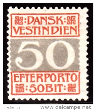 1905. Numeral Type.  50 Bit Red/grey Perf. 14x14½ (Michel: P8C) - JF103704 - Danish West Indies