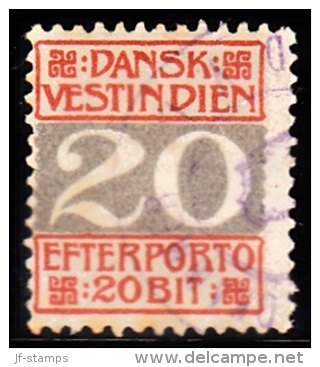 1905. Numeral Type.  20 Bit Red/grey Cancelled ST. THOMAS TOLDKAMMER. (Michel: P6A) - JF103721 - Danish West Indies