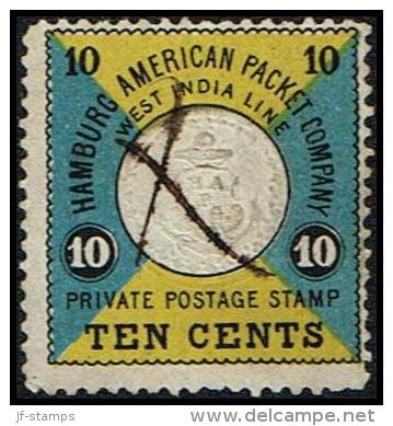 1875. HAPAG. 10 CENTS. Very Beautiful Perforated On All 4 Sides. Cancelled With A Ink X... (Michel: ) - JF106469 - Danish West Indies