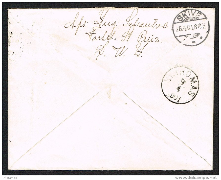1876-1879. Bi-coloured. 10 C. Blue/dark Brown. Normal Frame. Perf. 14x13½. On Envelope ... (Michel: 11 Ic) - JF104811 - Danish West Indies
