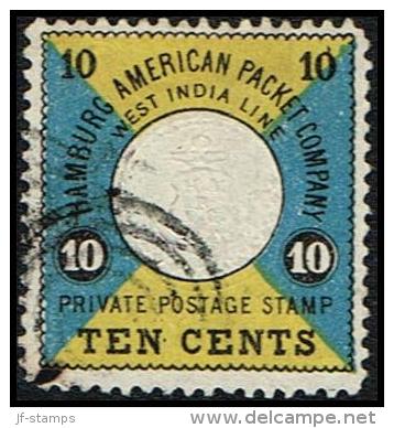 1875. HAPAG. 10 CENTS. Very Beautiful Perforated On All  4 Sides. Cancelled With A Ligh... (Michel: ) - JF106465 - Danish West Indies