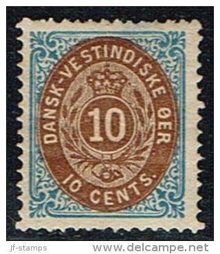 1876-1879. Bi-coloured. 10 C. Blue/dark Brown. Inverted Frame. Perf. 14x13½. (Michel: 11 IIb) - JF153296 - Danish West Indies