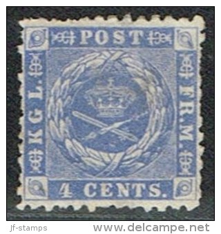 1873. 4 C. Blue-ultramarine. Lineperf. 12½. (Michel: 4 A) - JF153309 - Danish West Indies