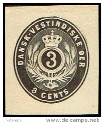 18??. Postal Stationary 3 CENTS. PROOF On Laid Paper. Rare.  (Michel: ) - JF106470 - Danish West Indies