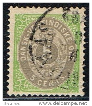 1876-1879. Bi-coloured. 5 C. Green/gray. Inverted Frame. Perf. 14x13½. (Michel: 10 II) - JF153277 - Danish West Indies