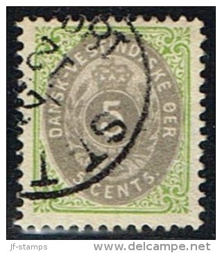 1896-1906. Bi-coloured. 5 C. Green/blue. Inverted Frame. Perf. 12 3/4. (Michel: 19 II) - JF153281 - Danish West Indies