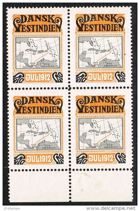 1912. Map. 4-block (Michel: 1912) - JF153226 - Danish West Indies