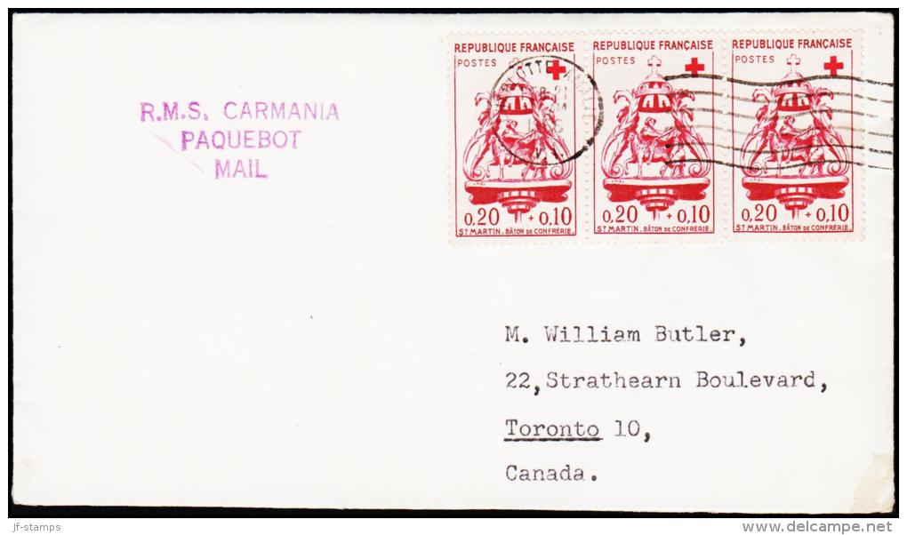 1966. CHARLOTTE AMALIE FEB 21 1966. 3X 0,20+0,10 C. R.M.S. CARMANIA PAQUEBOT MAIL.  (Michel: ) - JF125551 - Danish West Indies