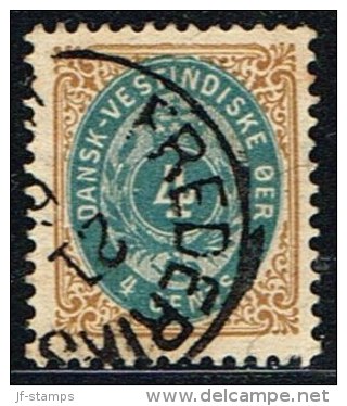 1896-1906. Bi-coloured. 4 C. Blue/brown. Normal Frame. Perf. 12 3/4. (Michel: 18 I) - JF153267 - Danish West Indies