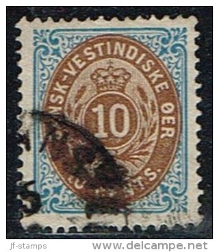 1876-1879. Bi-coloured. 10 C. Blue/dark Brown. Inverted Frame. Perf. 14x13½. (Michel: 11 IIb) - JF153297 - Danish West Indies