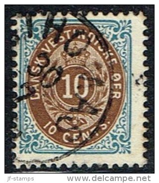 1896-1906. Bi-coloured. 10 C. Blue/brown. Normal Frame. Perf. 12 3/4. (Michel: 20 I) - JF153300 - Danish West Indies